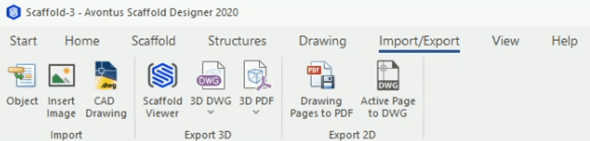Screenshot of Avontus Designer's Import/Export tab.