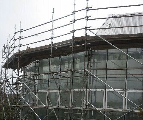 Close-up of scaffolding works done by THAT Group Inc.